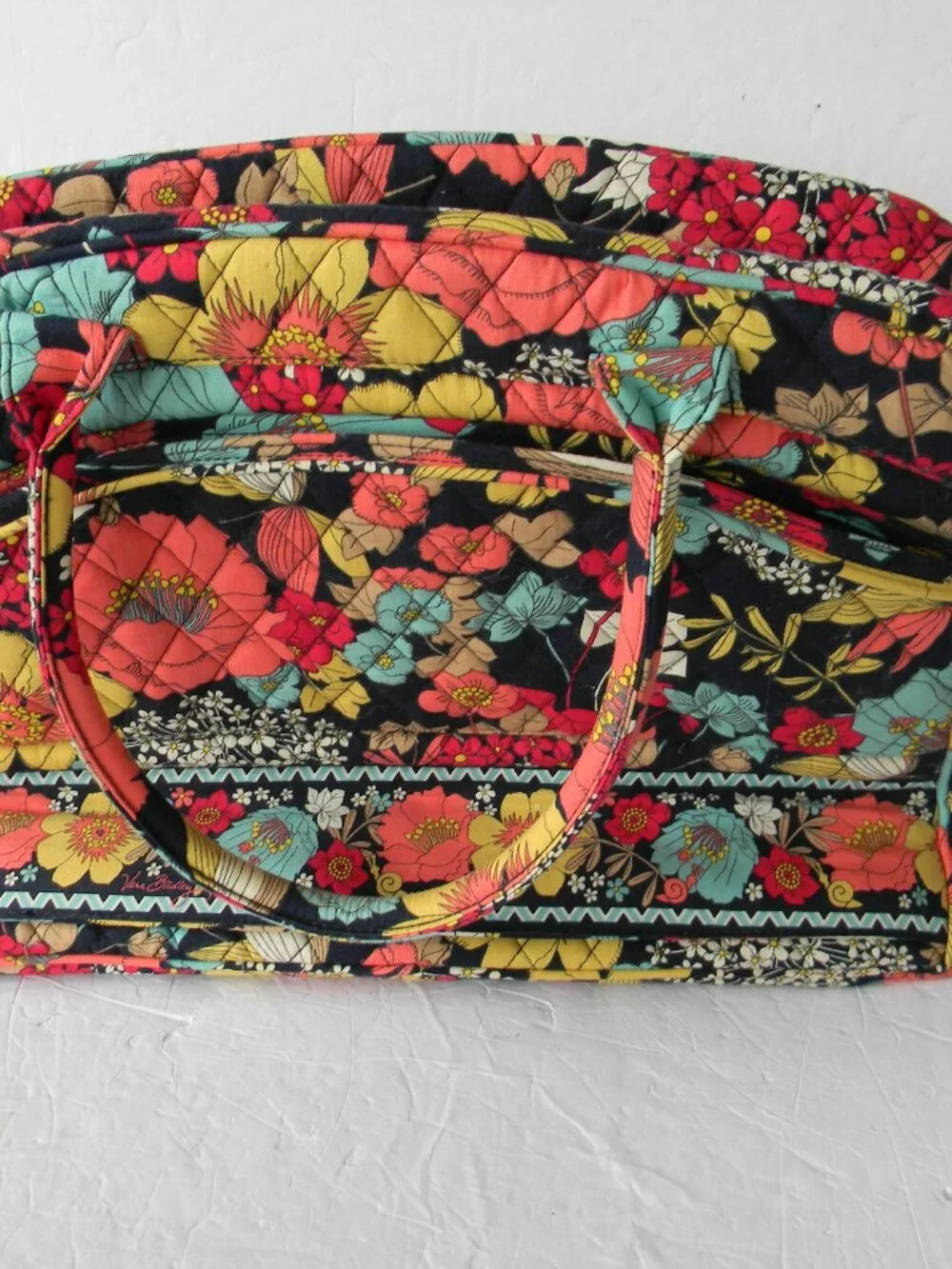 VERA BRADLEY HAPPY SNAILS FLORAL LAPTOP OFFICE TRAVEL PADDED INSIDE BAG 14